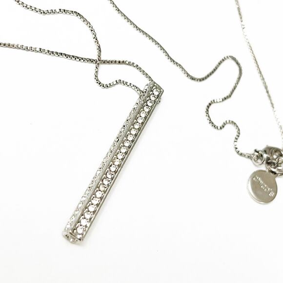 Chico’s Silver Crystal Bar Necklace - Picture 3 of 7